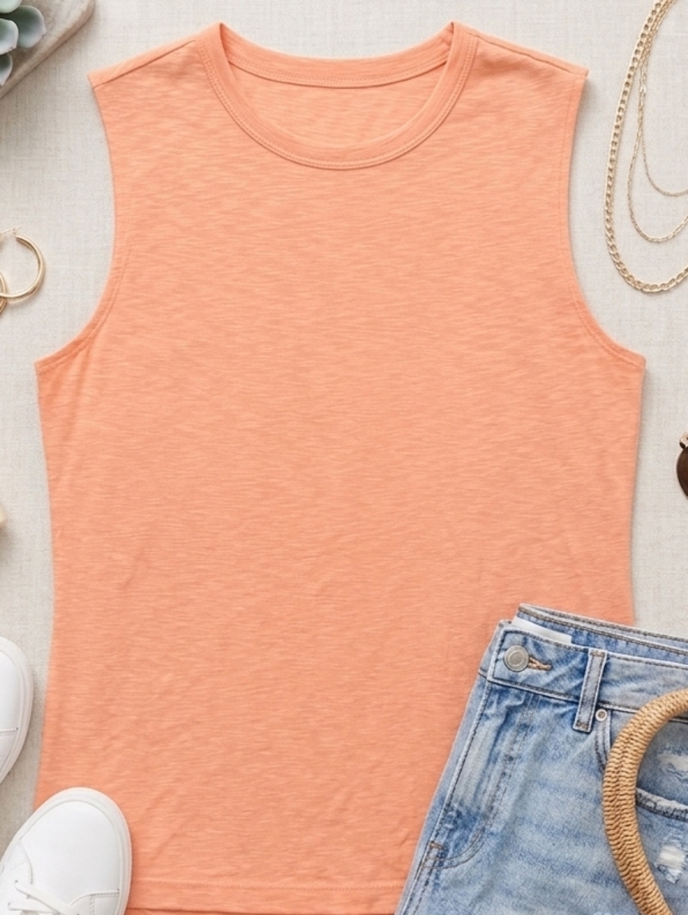 Title Nine Peach Crewneck Muscle Tank